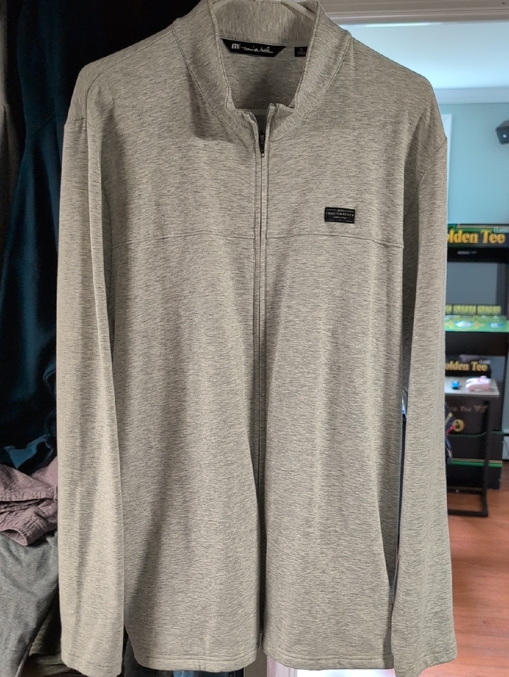 Travis Matthew Men's Light Gray Full-Zip Sweater Jacket